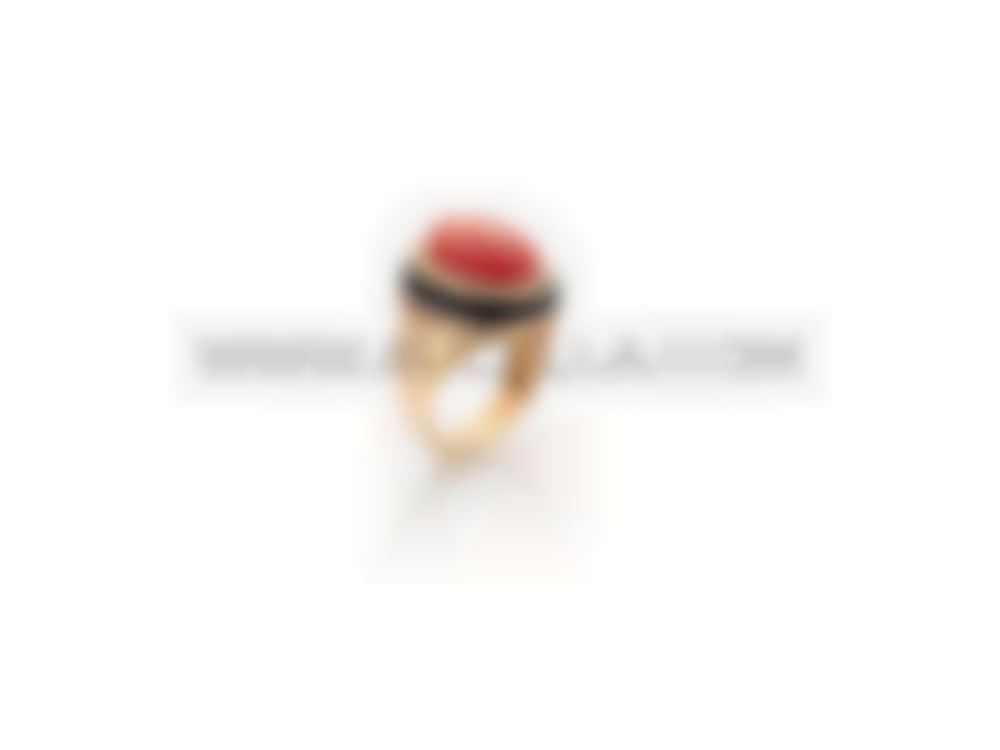 Anello con corallo e onice diamanti e or