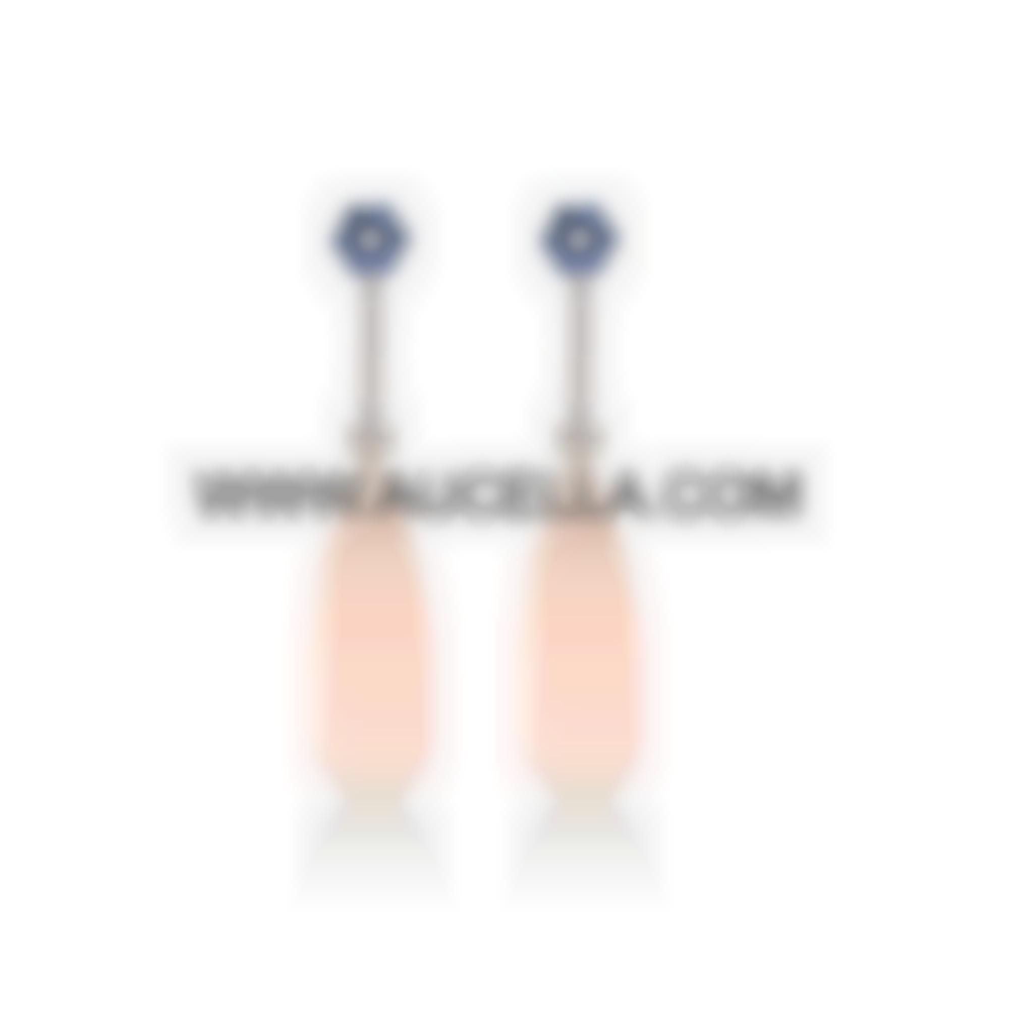 Earrings set in gold with pink coral diamonds and shappires 