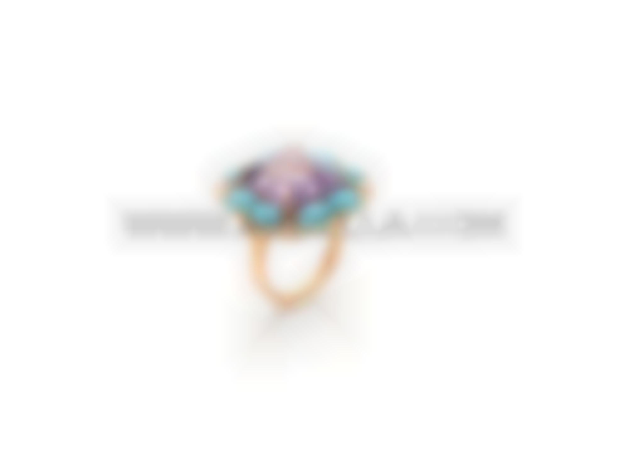 Ring set in gold with amethyst and turquoise