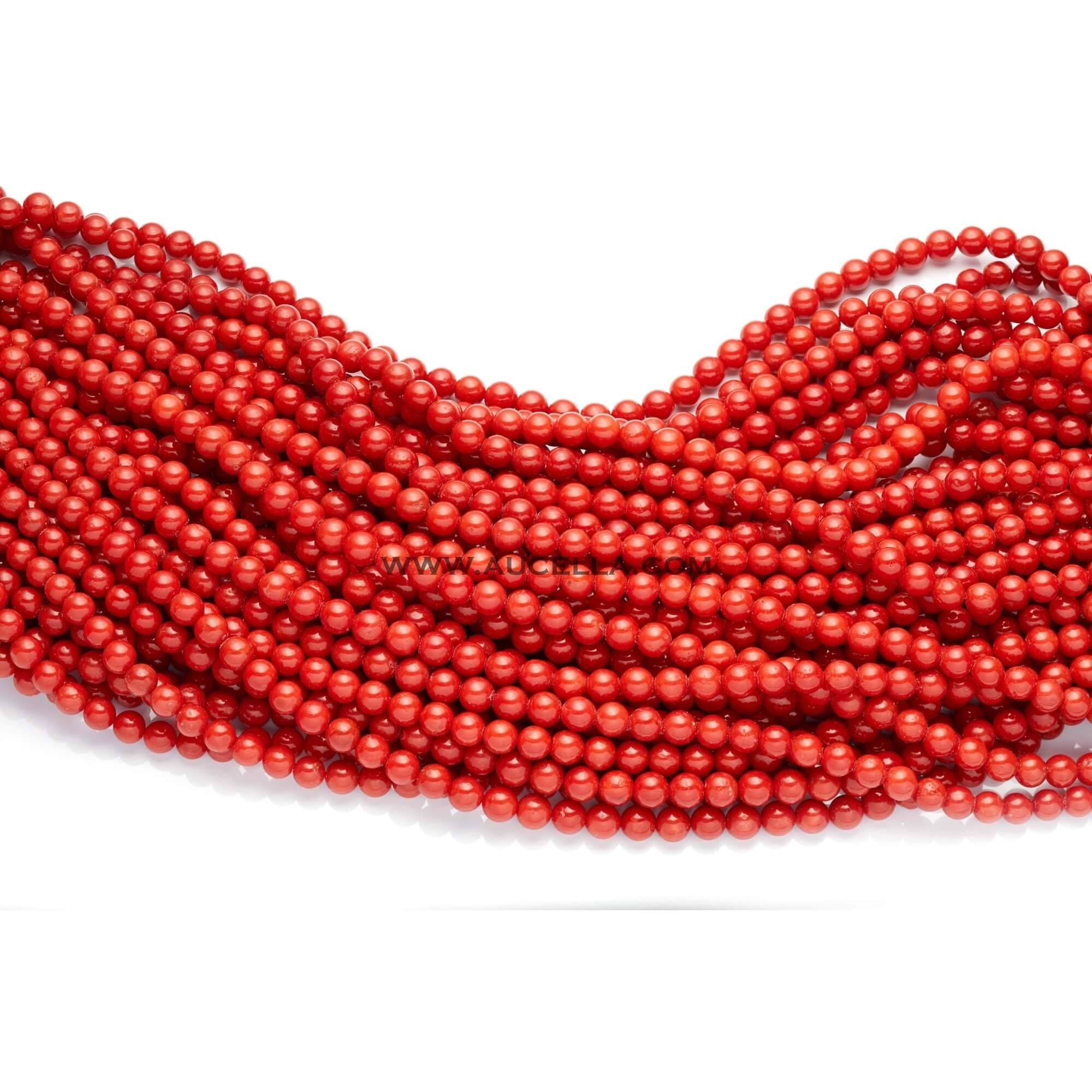 Natural red coral beads shape AB quality size mm 6-7