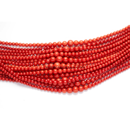 Natural red coral beads shape graduated