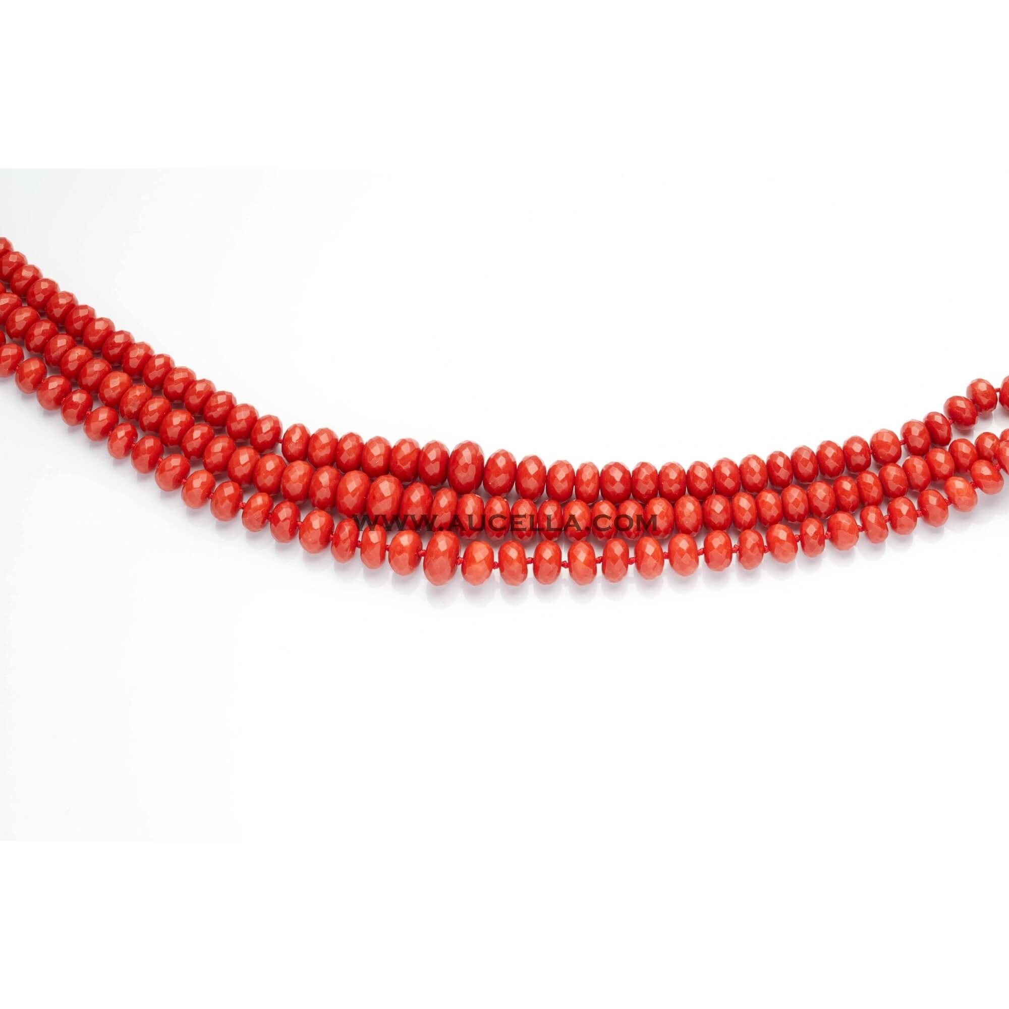 Natural red coral roundels faccetted