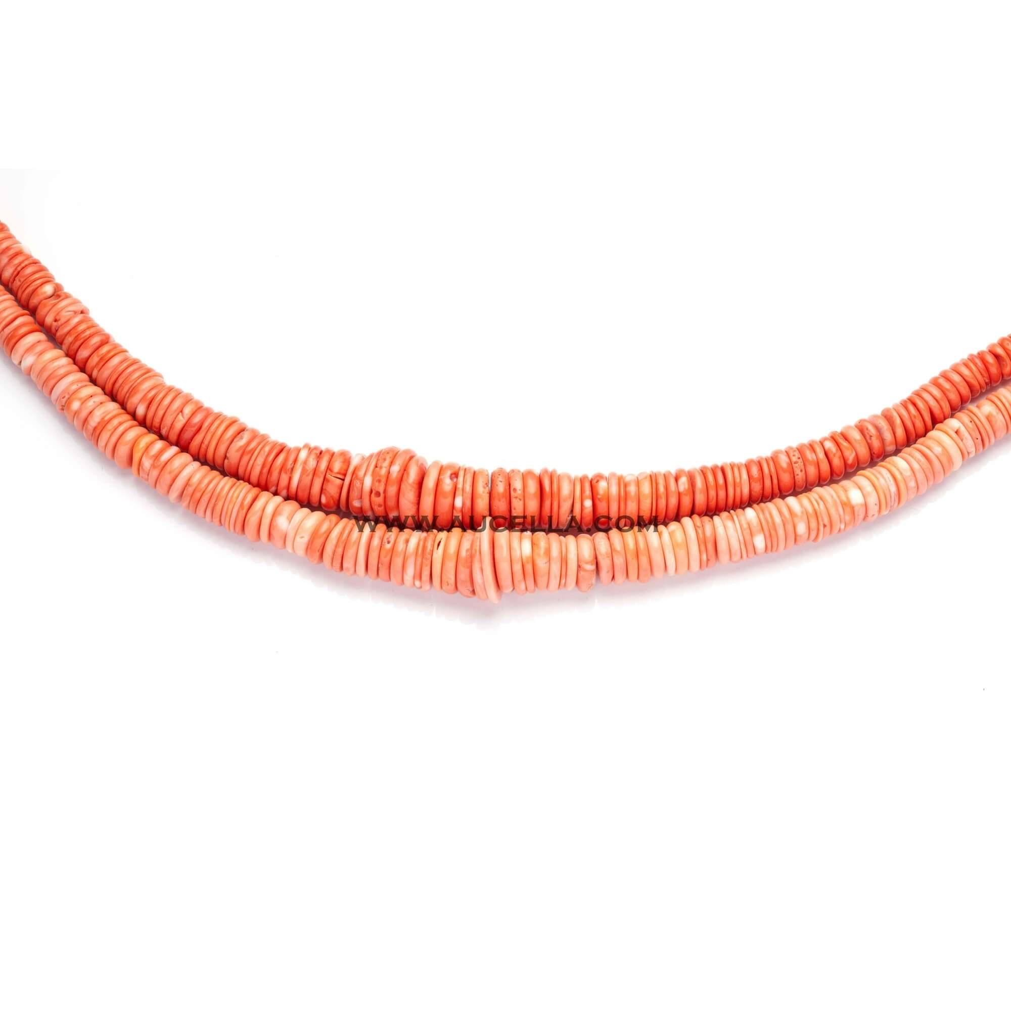 Natural pink coral roundels necklaces big size