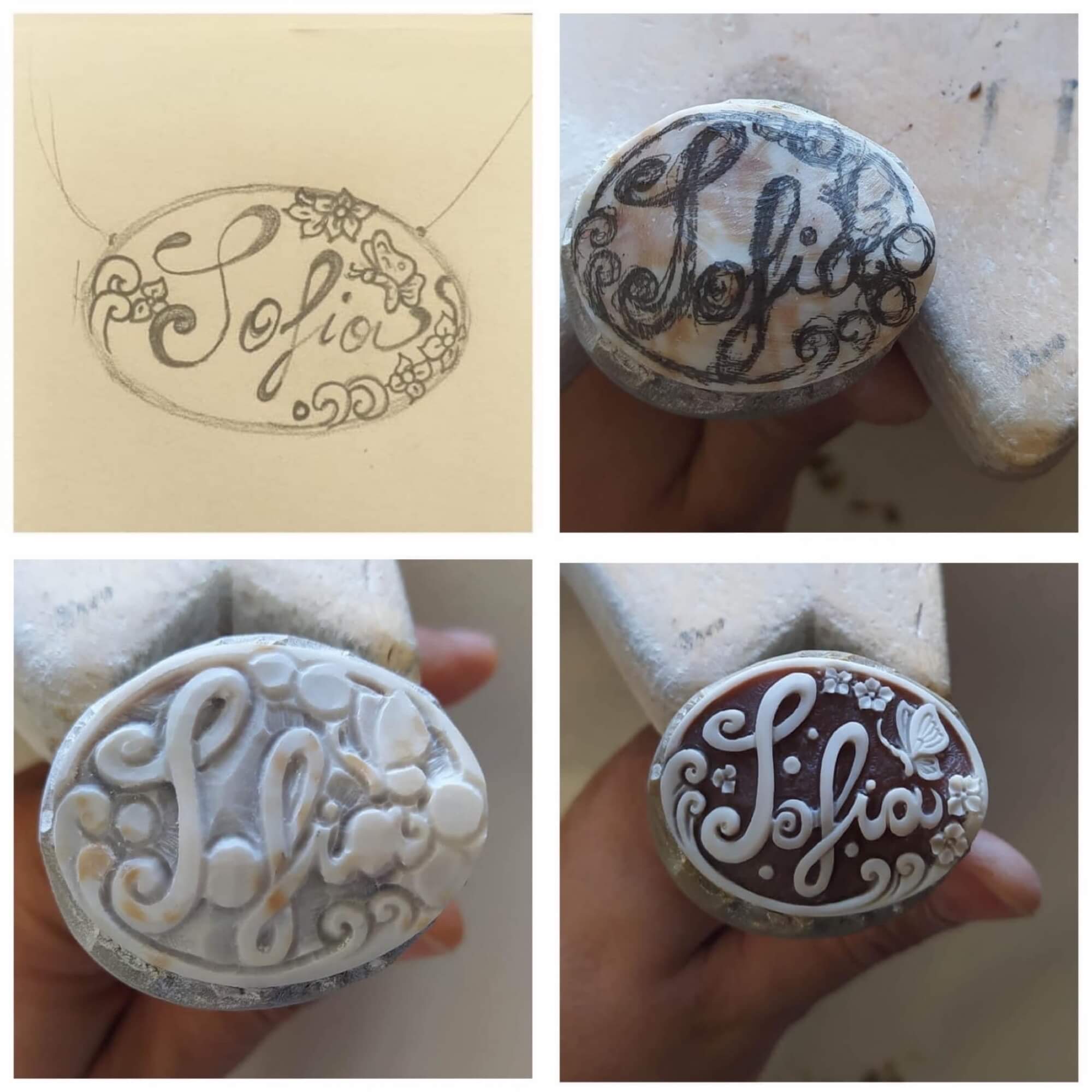 Name engraved on cameo