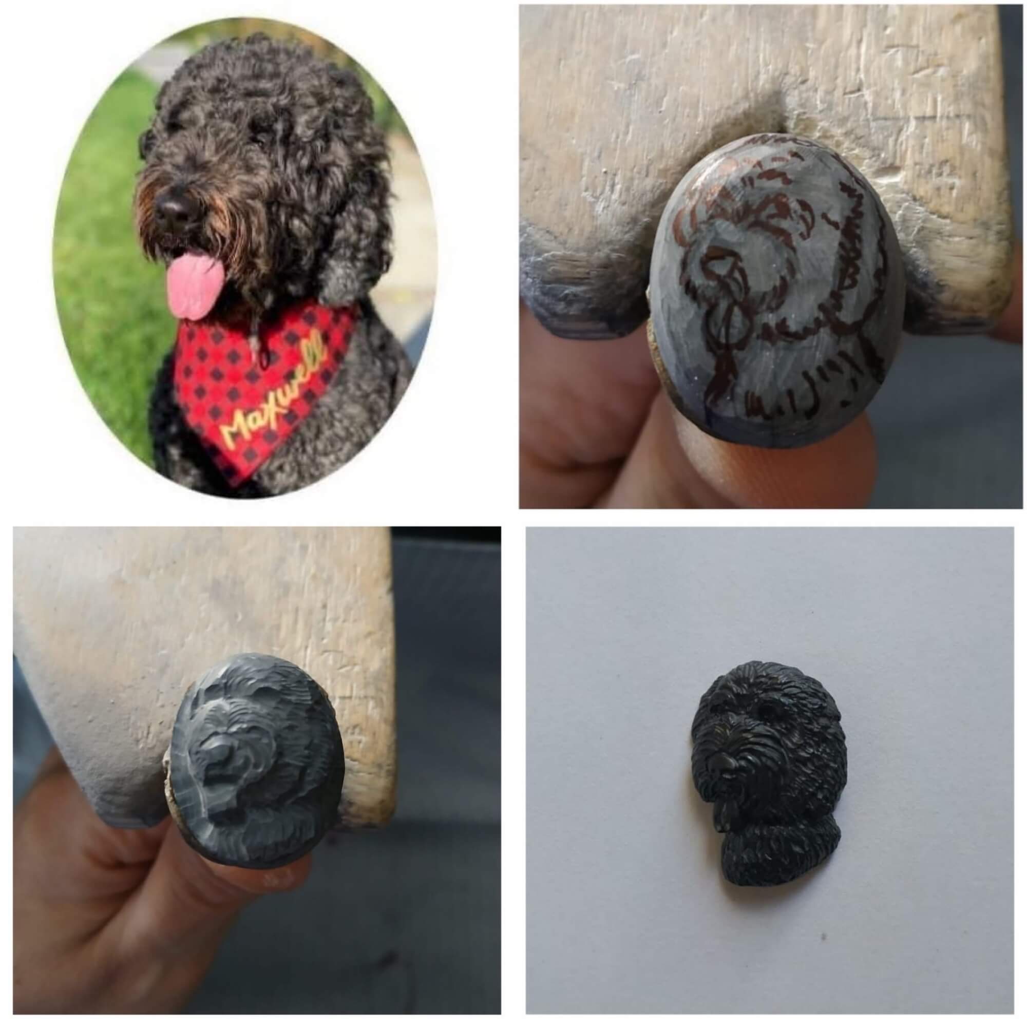 Dog on lava stone cameo