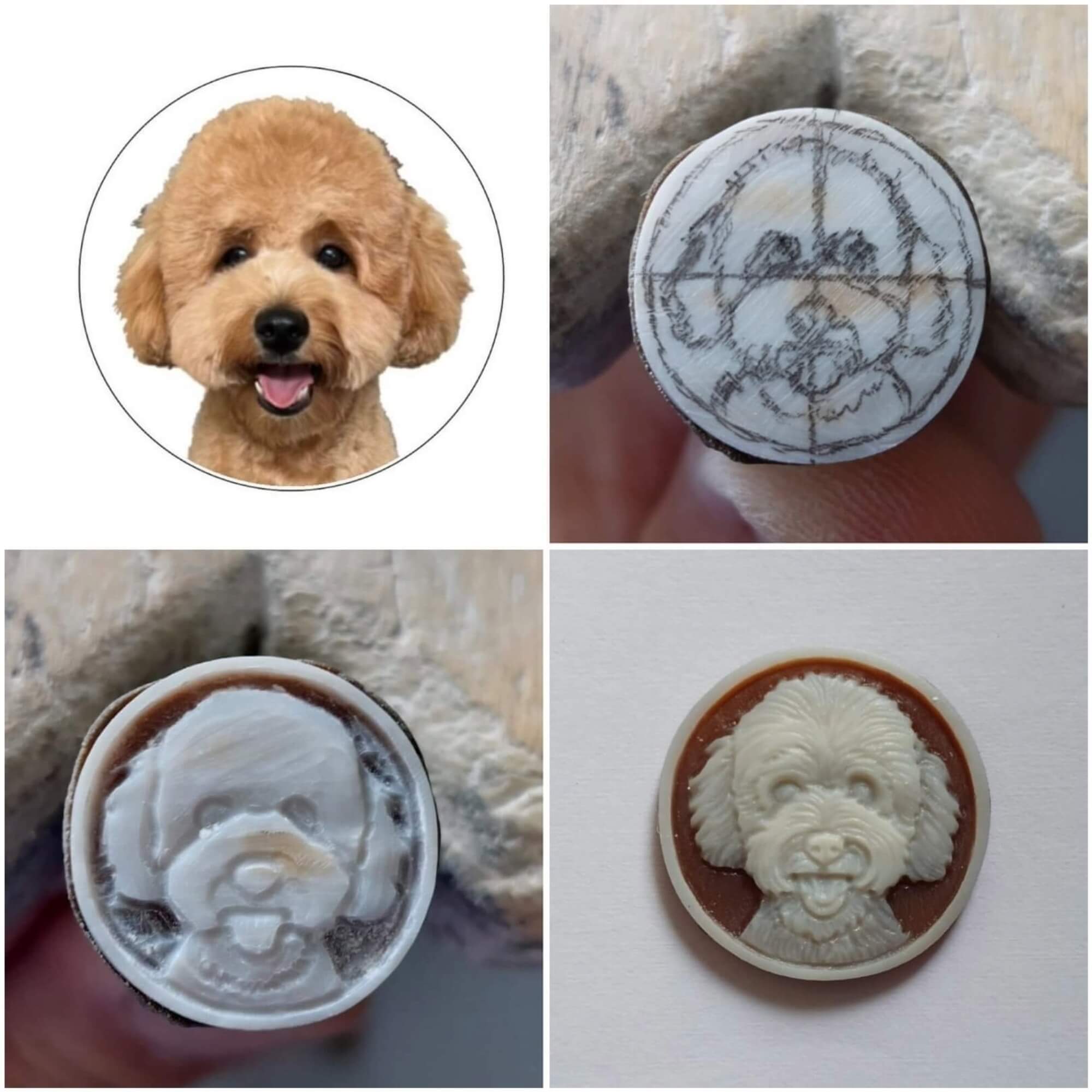 Dog handmade on natural cameo 