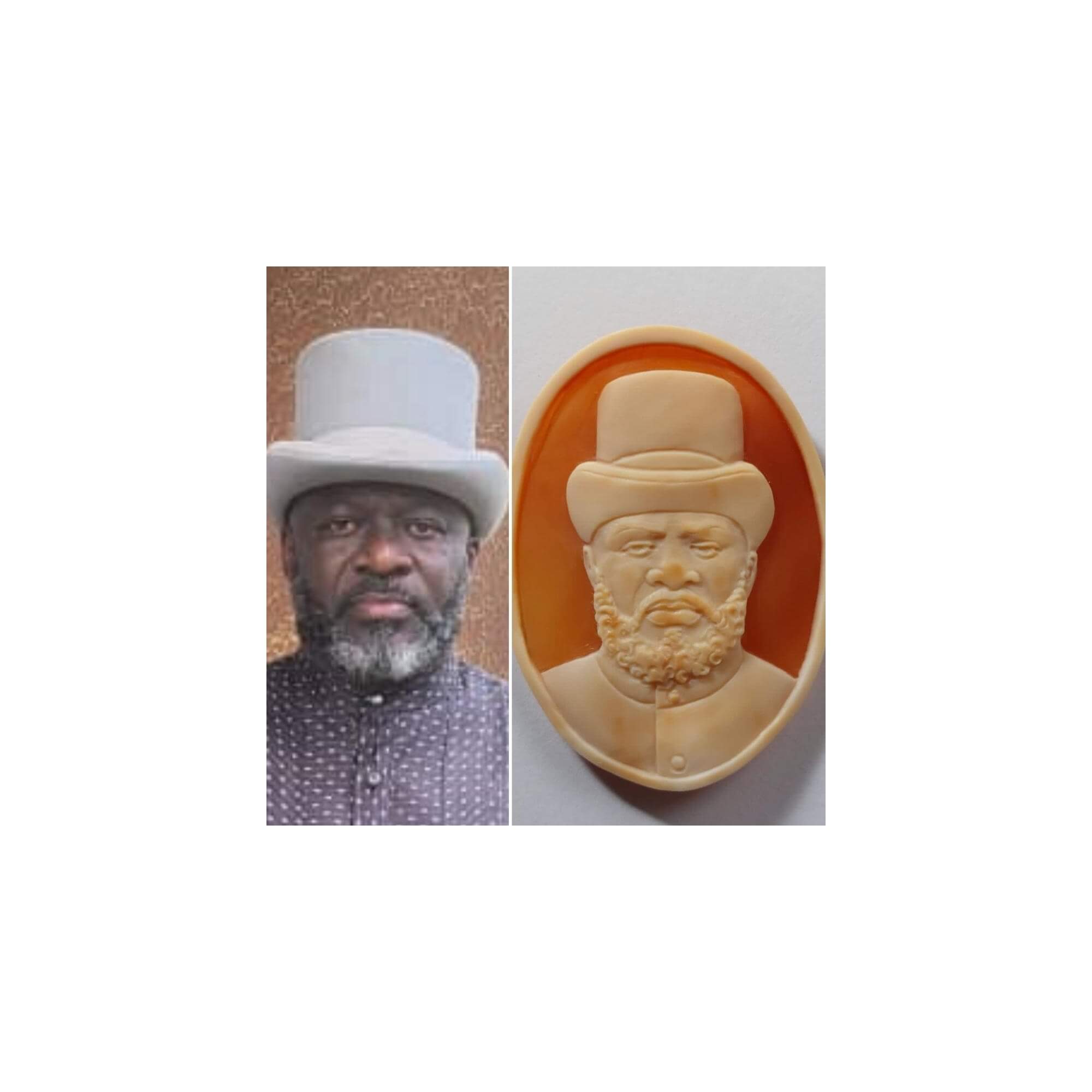 Man face handmade on natural seashell cameo