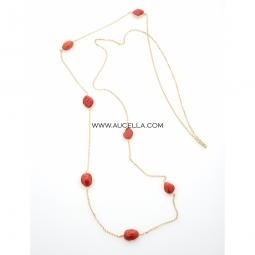 Collana con corallo rosso naturale spole barocche