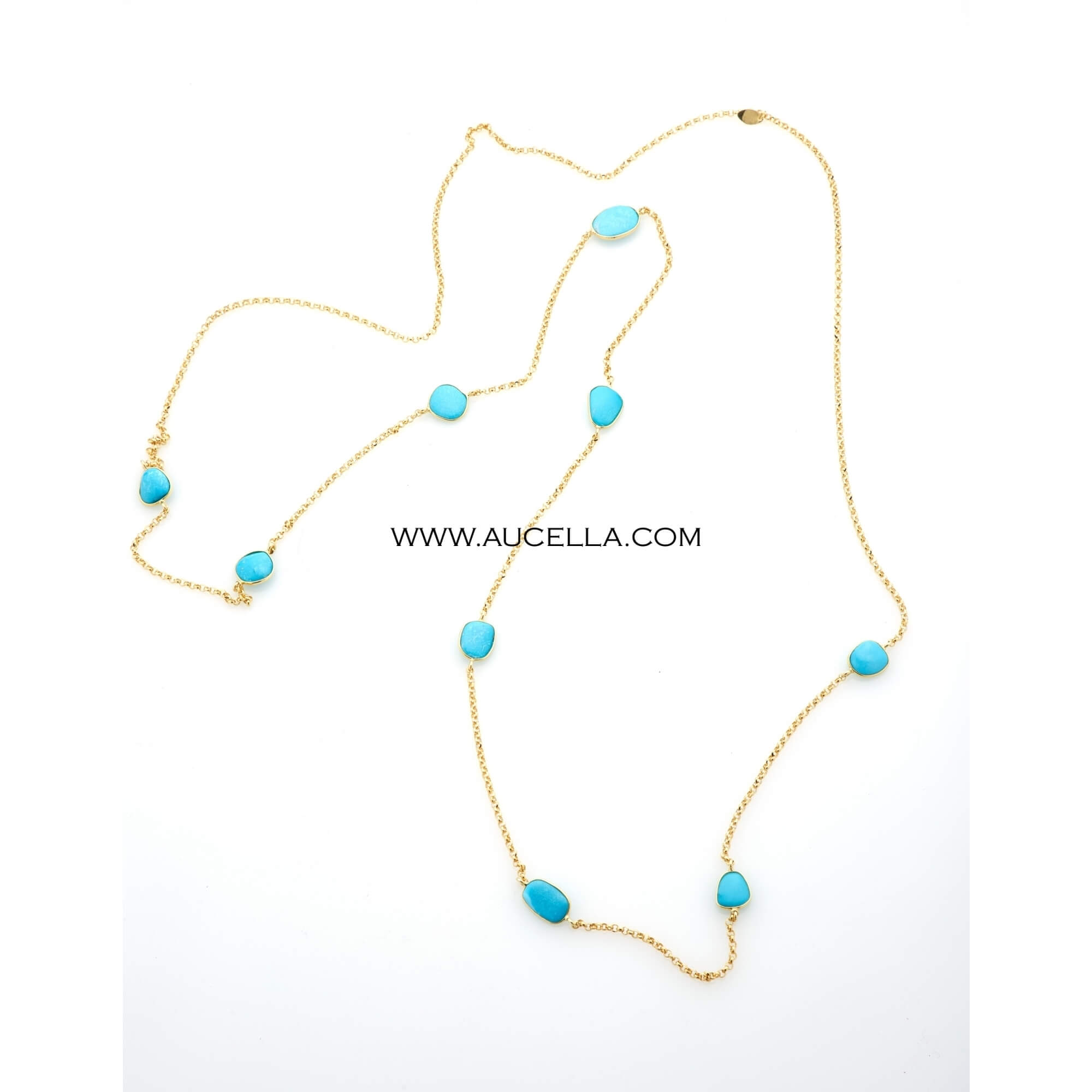 Necklace set in silver with natural turquoise