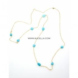 Necklace set in silver with natural turquoise