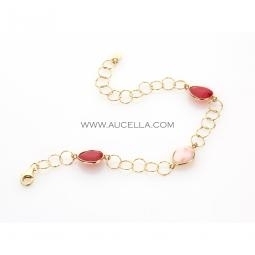 Bracciale in argento con corallo rosa e pietre idrotermali