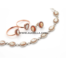 Silver bracelets with shell cameo