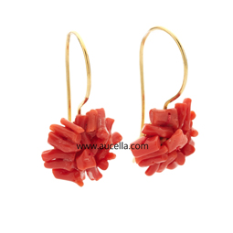 Earrings set in silver with coral 