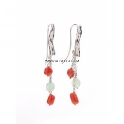 Earrings set in silver 925 with natural red coral 