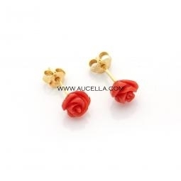 Earrings with natural red italian coral set in silver