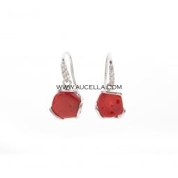 Natural coral cabochon set in silver 