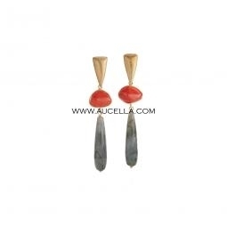 Earrings set in silver 925 with red natural coral