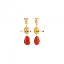 Earrings with natural red italian coral with silver