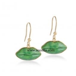 Earrings set in silver with natural green turquoise mouth 