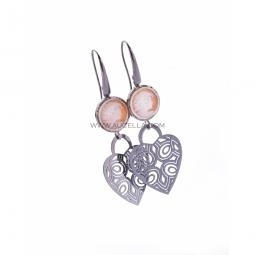 Earrings set in silver with natural sardonyx cameos