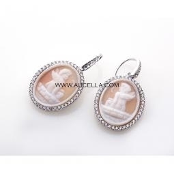 Sardonyx cameos set in silver with zircons 