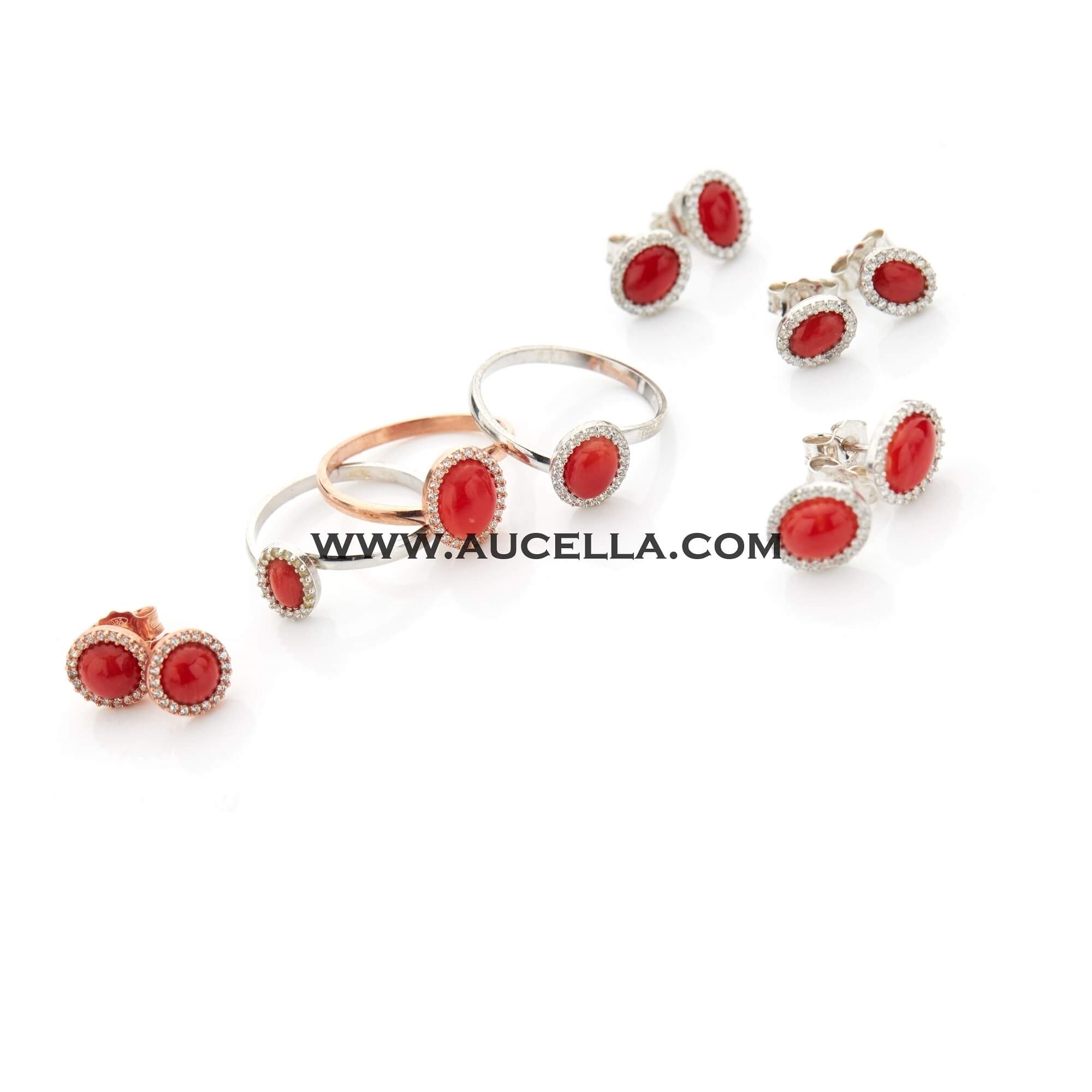 Anello corallo rosso rosa 4x6