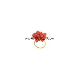 Anello in argento con corallo rosso naturale