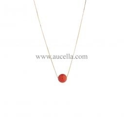 Necklace set in gold red coral bead 6 mm 