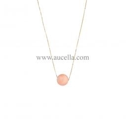 Necklace set in gold pink coral bead 8 mm 