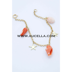 Bracelet set in gold with coral animals