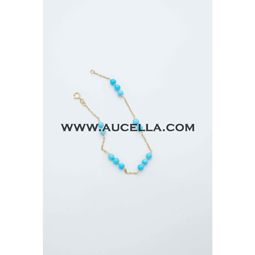 Bracelet set in gold with natural turquoise beads