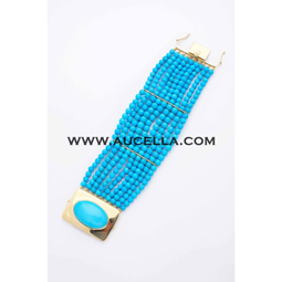 Bracelet set in gold with turquoise strands