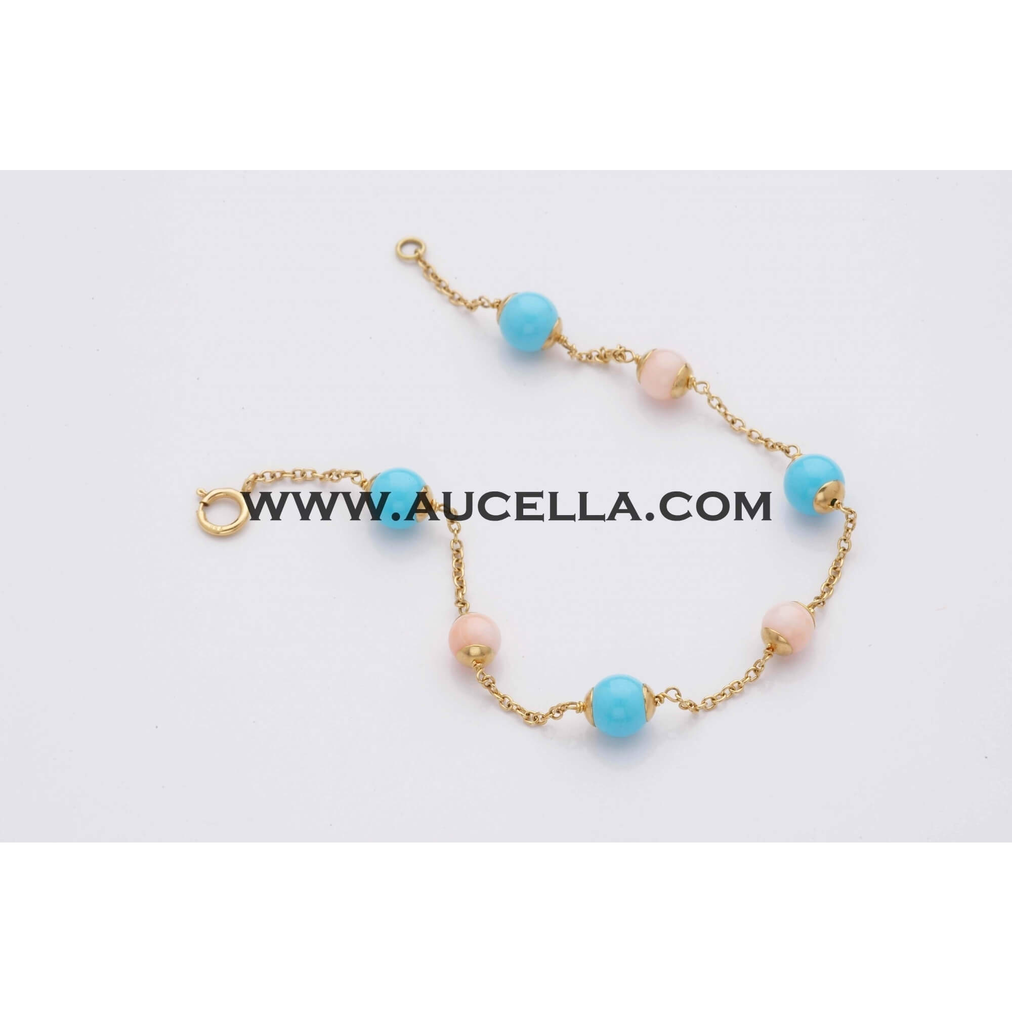 Bracciale con turchese e corallo rosa