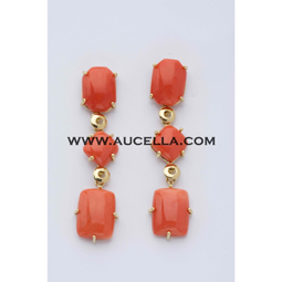 Earrings set in gold with natural red coral 