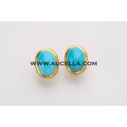 Earrings set in gold with Arizona turquoise cabochon