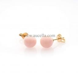 Orecchini in oro giallo con corallo rosa 8 mm