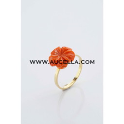 Ring set in gold with natural coral rose 