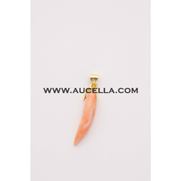 Pendant set in gold with natural coral carving