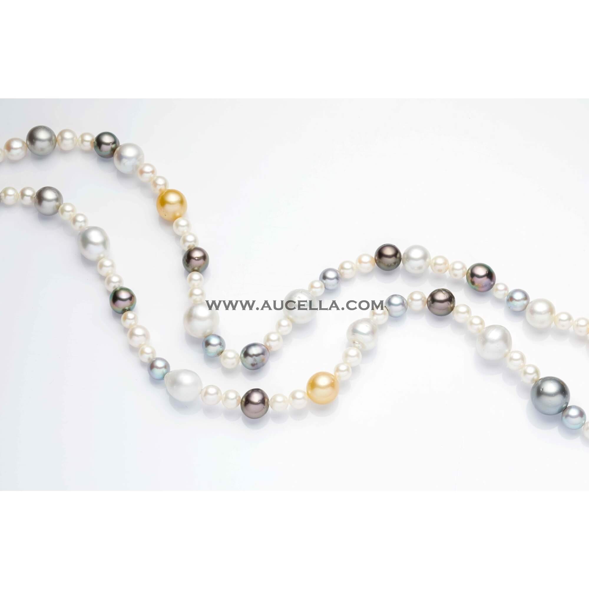 Multicolor necklace thaiti, gold, shoutsea, akoya pearls.