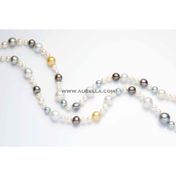 Multicolor necklace thaiti, gold, shoutsea, akoya pearls.